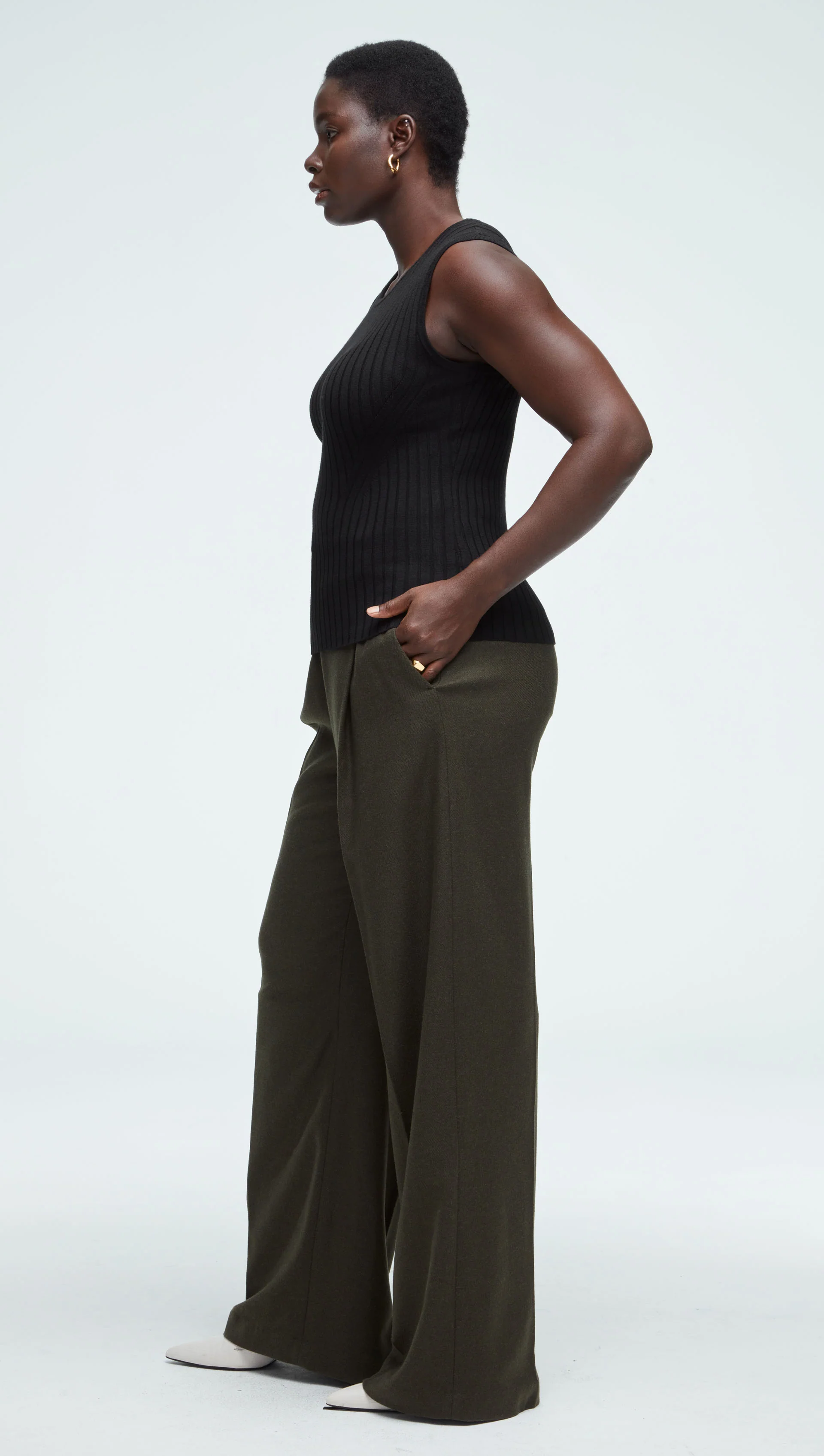 Ribbed Shell in Merino Wool | Black - Image 5