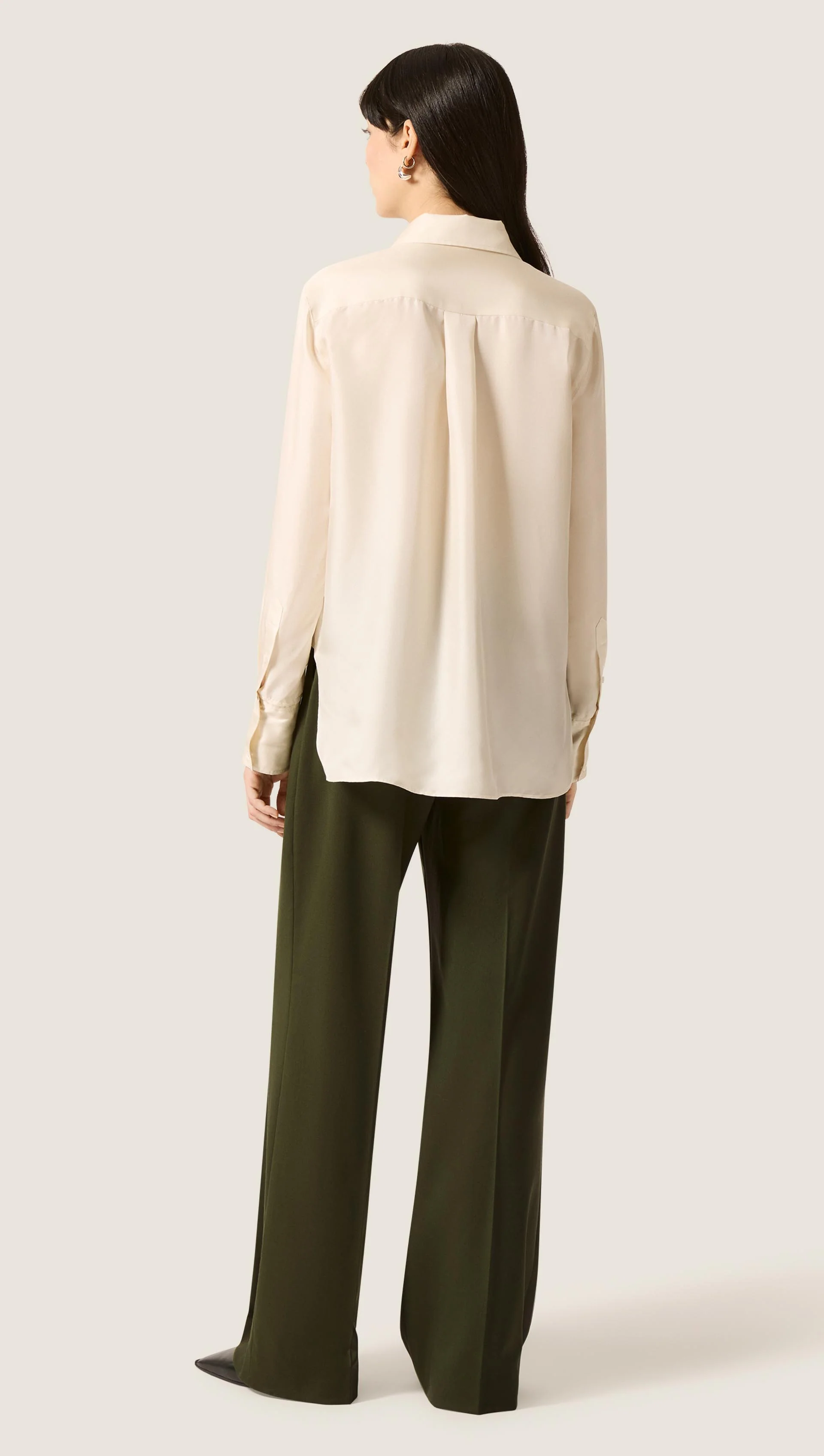 Slim Blouse in Silk Twill | Ivory - Image 6